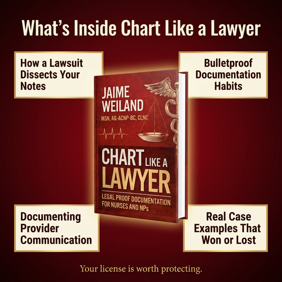 Chart Like a Lawyer open with a nurse's notes